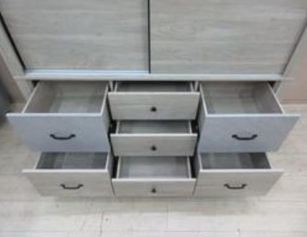 庫存新品出清 灰橡木色151公分北歐風兩門六抽衣櫃 5尺衣櫃 3