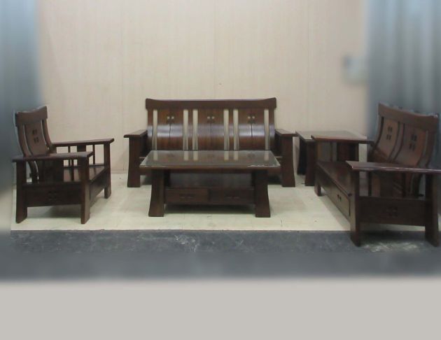二手沙發 全實木1+2+3+大小茶几沙發椅組 客廳接待沙發椅