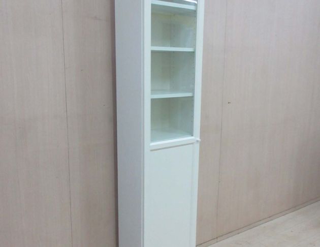 二手書櫥 白色40公分一門落地玻璃書櫃 展示櫃 置物櫃 收納櫃 3