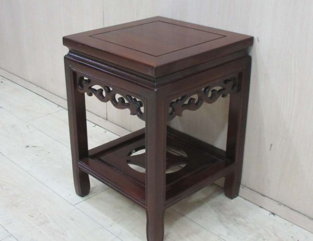 庫存新品出清 胡桃色30公分仿古花架 置物架 矮桌 方桌 桌子 3