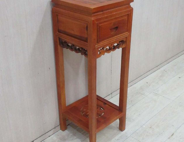 庫存新品出清 柚木色31公分一抽仿古花架 置物架 高腳桌 邊桌 4