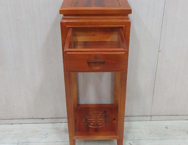 庫存新品出清 柚木色31公分一抽仿古花架 置物架 高腳桌 邊桌 2