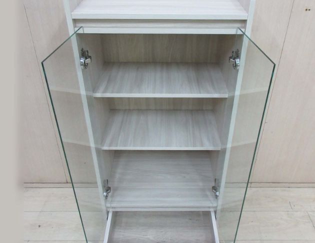 庫存新品出清 白橡木色60公分兩門一抽展示櫃 書櫃 收納櫃  2