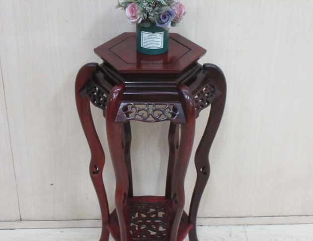 二手花架 花梨木50公分六角型花檯 仿古家具 花盆架 花台