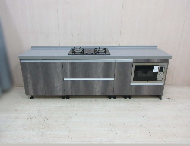 二手流理 鐵刀灰258公分一門四抽灶台 碗盤收納 廚房系統廚具