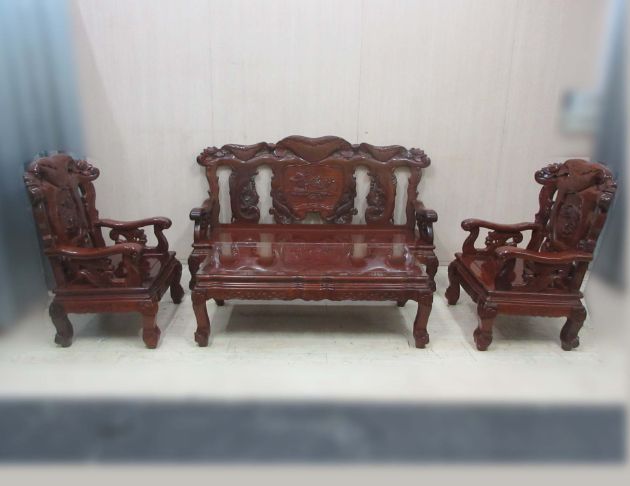 二手沙發 櫻桃木1+1+3+大茶几實木沙發椅組 客廳接待沙發椅