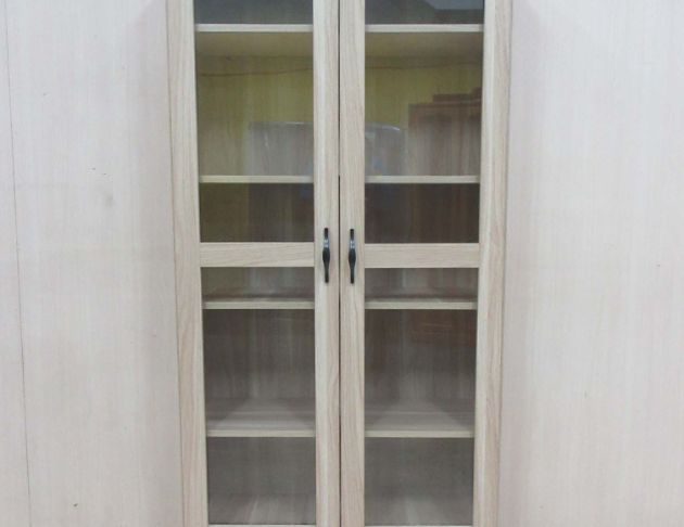 二手書櫥 淺橡色81公分兩門兩抽書櫃 展示櫃 收納櫃 置物櫃