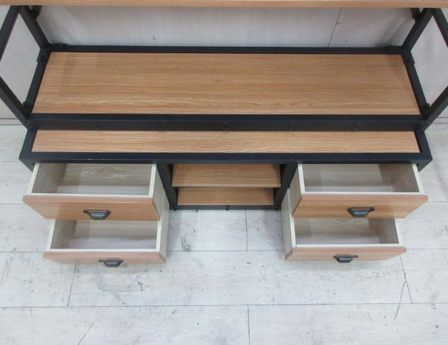 二手書櫥 橡木色121公分美式復古工業風四抽書架 落地書櫃  3