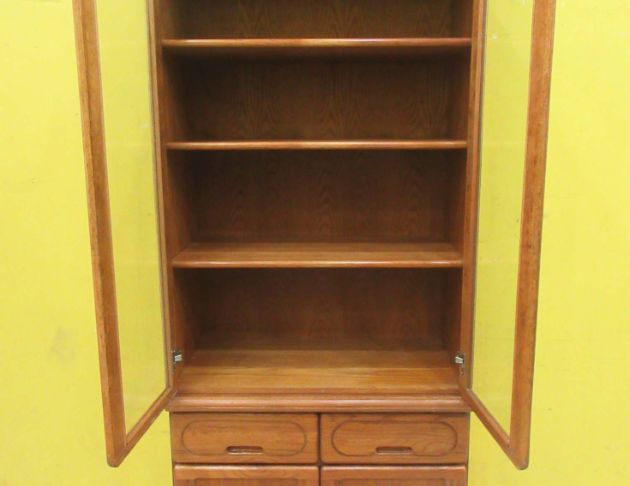 二手書櫥 松木色81公分四門兩抽書櫃 置物櫃 收納櫃 展示櫃 2