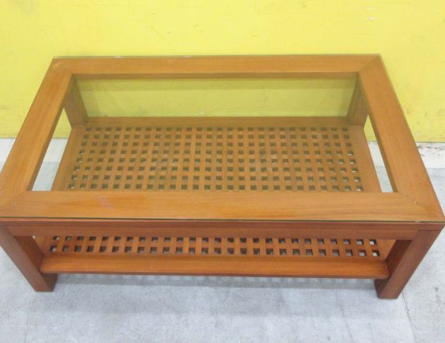 二手茶几 柚木色120公分實木沙發桌 玻璃茶几 客廳矮桌 桌子 2