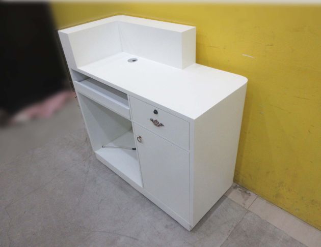 二手櫃台 白色100公分一門兩抽收銀台 L型前台 櫃檯 接待台 5