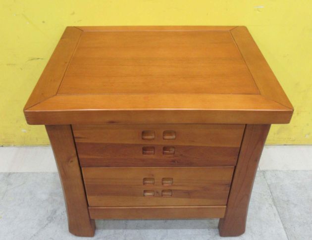 二手床邊櫃 柚木色59公分全實木兩抽床頭櫃 抽屜置物櫃 收納櫃