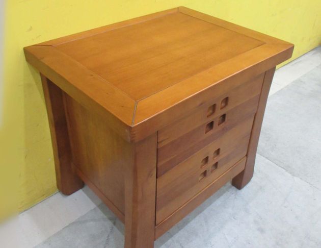 二手床邊櫃 柚木色59公分全實木兩抽床頭櫃 抽屜置物櫃 收納櫃 4