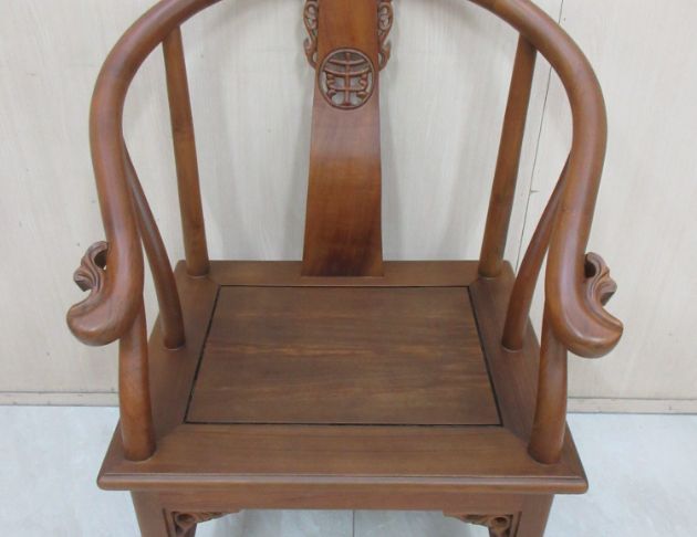 二手公婆椅 柚木58公分太師椅 圈椅 一桌兩椅 仿古桌椅三件組 4