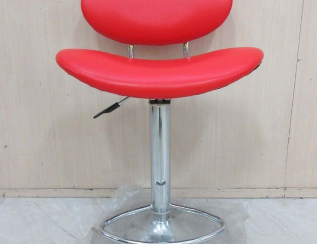 二手餐桌椅 紅色55公分靠背升降椅 吧台椅 酒吧椅 高腳椅