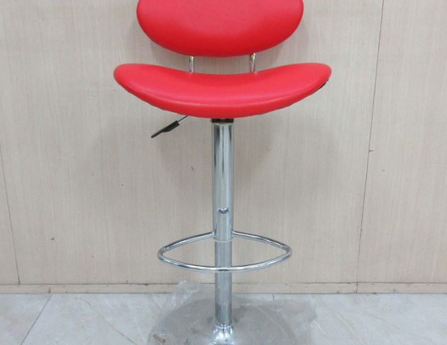 二手餐桌椅 紅色55公分靠背升降椅 吧台椅 酒吧椅 高腳椅 3