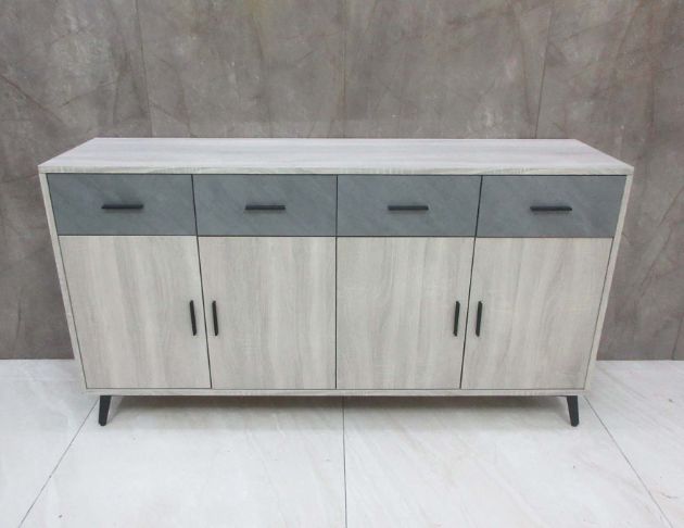 二手餐廚櫃 灰橡色150公分四門四抽餐櫃 電器櫃 碗盤收納櫃