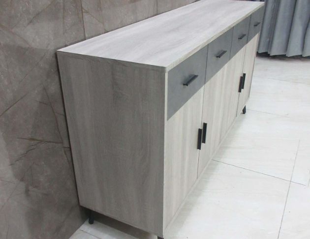 二手餐廚櫃 灰橡色150公分四門四抽餐櫃 電器櫃 碗盤收納櫃 4