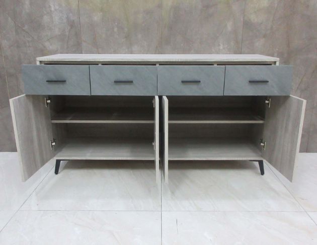 二手餐廚櫃 灰橡色150公分四門四抽餐櫃 電器櫃 碗盤收納櫃 2