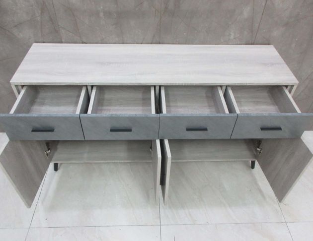 二手餐廚櫃 灰橡色150公分四門四抽餐櫃 電器櫃 碗盤收納櫃 3