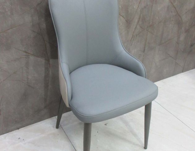 庫存新品出清 灰色48公分北歐風皮質餐桌椅 靠背椅 餐椅 椅子  3