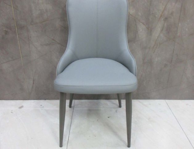 庫存新品出清 灰色48公分北歐風皮質餐桌椅 靠背椅 餐椅 椅子 