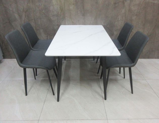 庫存新品出清 岩板142公分餐桌椅組 一桌四椅 廚房餐桌椅