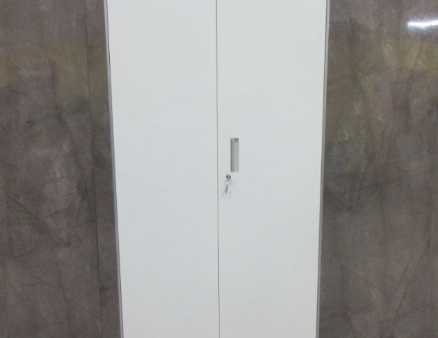 二手衣櫥 灰白色90公分兩門衣櫃 OA鐵衣櫃 單人衣櫃 員工櫃