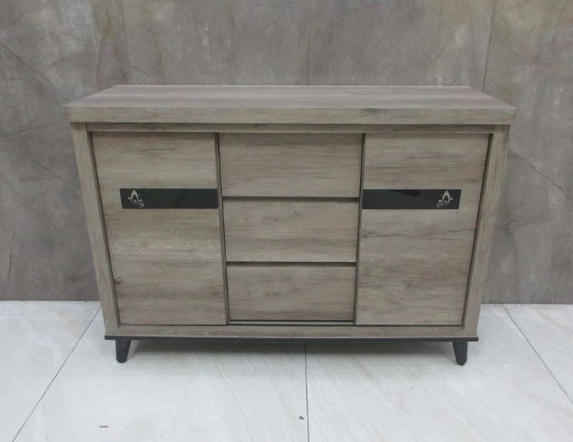 二手餐廚櫃 灰橡色119公分兩門三抽餐櫃 碗盤收納櫃 電器櫃