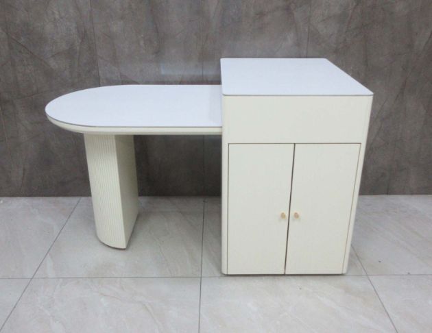 二手餐桌 奶油白144公分三門三抽中島桌 伸縮餐桌 多功能桌