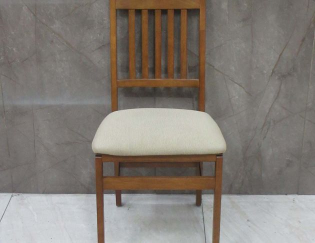 二手餐桌椅 樟木色43公分實木餐椅 折合椅 靠背椅 椅子