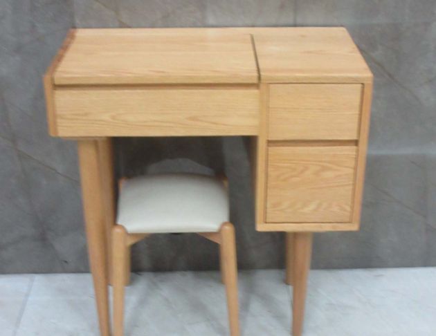 二手化妝台 源氏木語75公分一門兩抽實木鏡台組 化妝桌椅