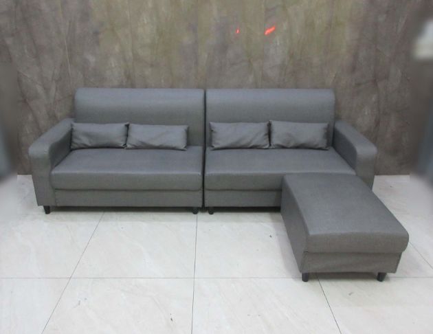 二手沙發 灰色275公分貓抓皮L型沙發 四人沙發 客廳沙發椅