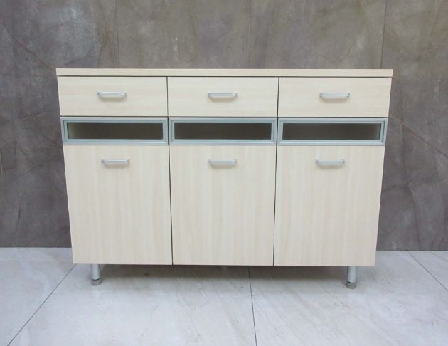 二手餐廚櫃 白橡色120分三門三抽餐櫃 廚房碗盤收納櫃 電器櫃