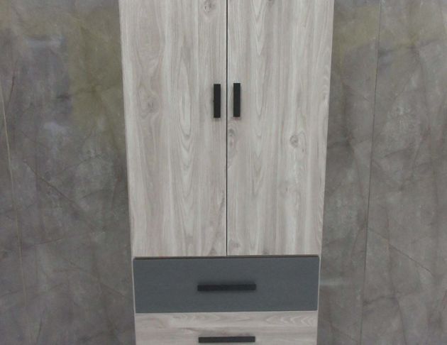 庫存新品出清 灰橡色75公分兩門三抽衣櫃 衣物收納 單人衣櫥