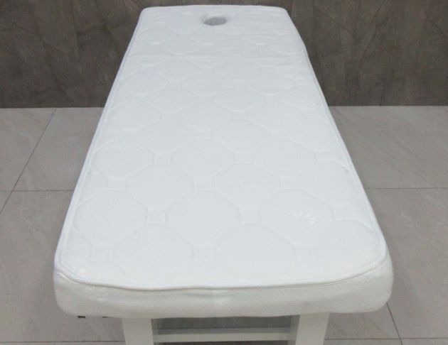 二手美容床 白色82公分布面鐵腳可調油壓床 按摩床 推拿床