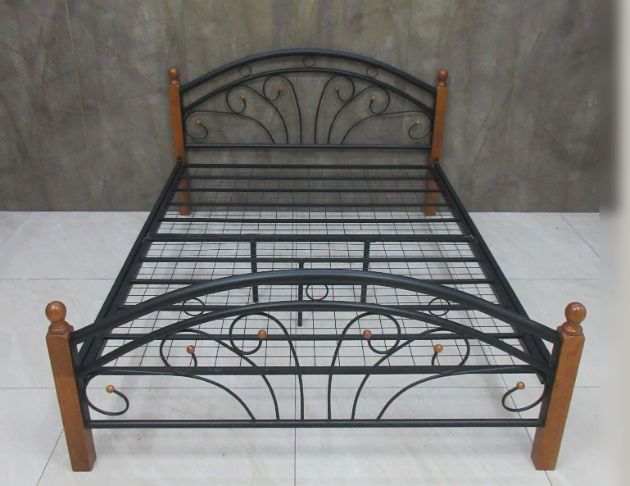 二手床架 黑色154公分鄉村風鐵藝床組 5尺雙人床架 臥室寢具