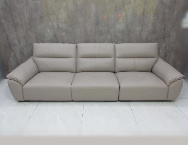 庫存新品出清 奶茶色296公分半牛皮沙發 三人沙發 客廳沙發