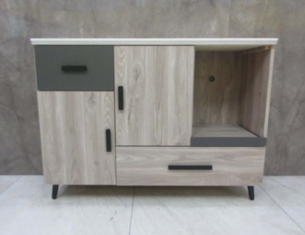 庫存新品出清 灰橡色121公分兩門三抽岩板餐櫃 電器櫃 收納櫃