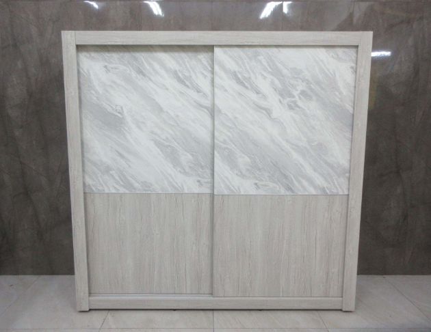 二手衣櫃 白橡木色211公分兩門五抽衣櫥 衣物收納 滑門衣櫃