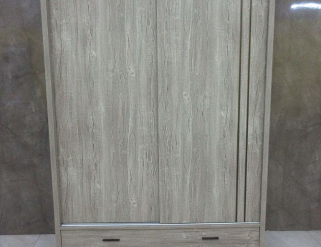 二手衣櫃 灰橡色150公分兩門兩抽衣櫥 衣物收納 5尺滑門衣櫃