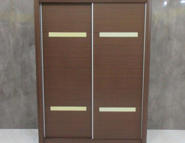 二手衣櫥 胡桃色150公分兩門一抽衣櫃 衣物收納 5尺滑門衣櫃