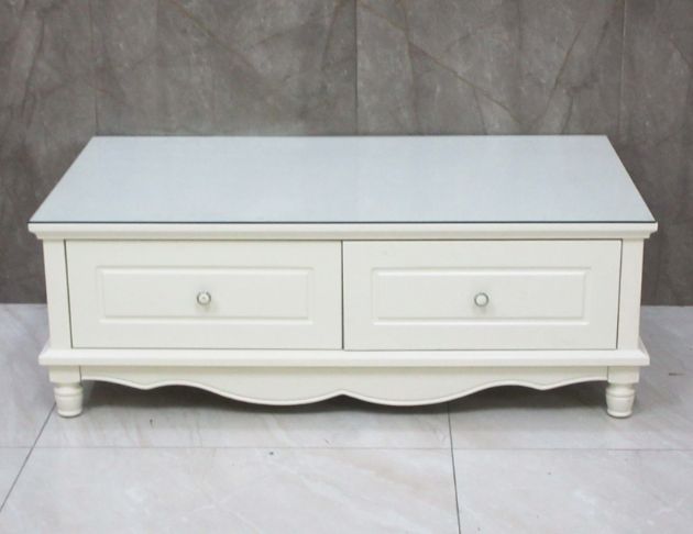 二手茶几 白色119公分鄉村風兩抽沙發桌 客廳桌 桌子 矮桌