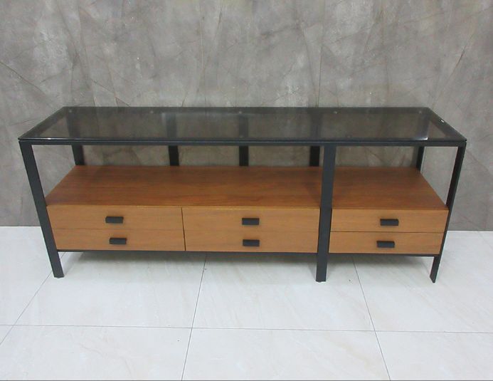 二手置物櫃 柚木色194公分工業風六抽收納櫃 抽屜櫃 電視櫃