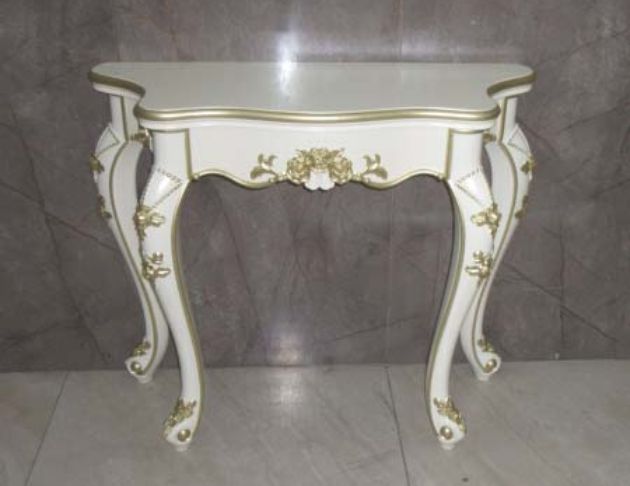 二手玄關桌 白色100公分歐式描金半圓桌 置物桌 邊桌 展示桌