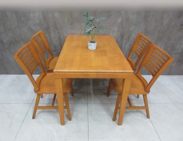 二手餐桌 柚木色121公分廚房餐桌椅 一桌四椅 實木餐桌 餐椅