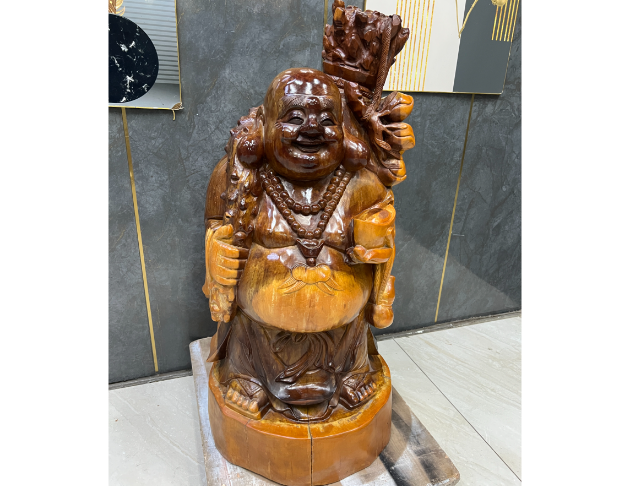 二手 紅豆杉原木 招財進寶 彌勒佛 木雕藝品 擺飾品