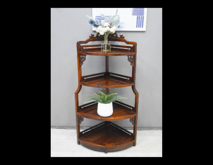 二手 花架 雞翅木實木 轉角櫃 花台 邊架 置物架
