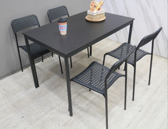 二手 餐桌椅 黑色 一桌4椅 咖啡桌椅 會客桌椅 休閒桌椅