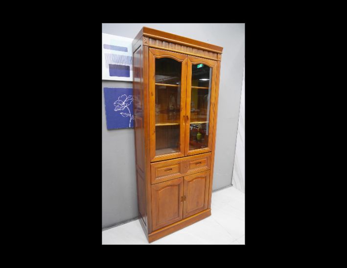 二手 樟木實木 82公分 書櫃 書櫥 玻璃櫃 客廳櫃